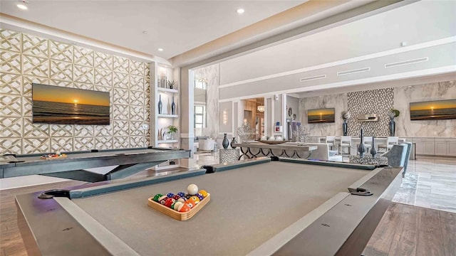 4910 Carova Way, Lakewood Ranch, FL 34211 - game room featuring recessed lighting, billiards, and wood finished floors