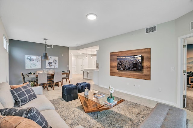 view of tiled living room