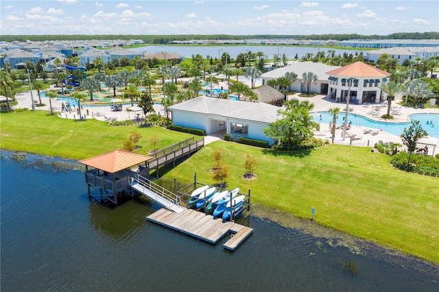 bird's eye view featuring a water view