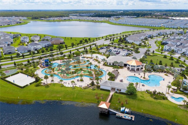 bird's eye view featuring a water view