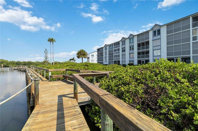 dock area featuring a water view