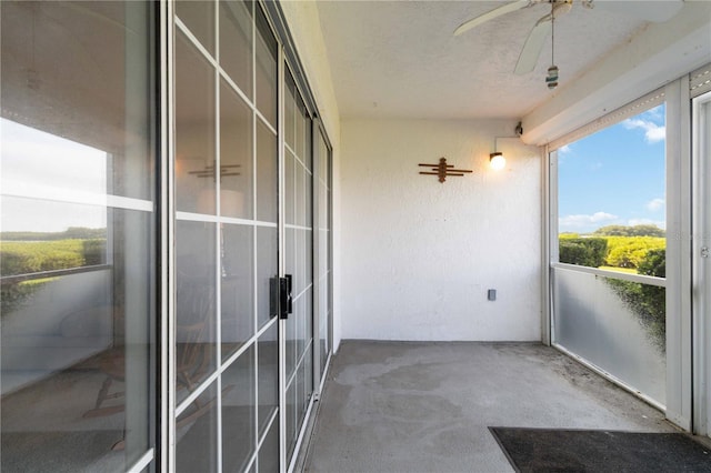 balcony with ceiling fan