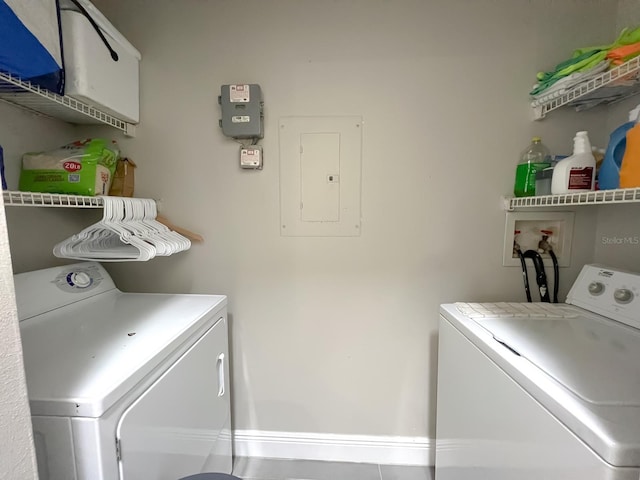 laundry room with independent washer and dryer and electric panel