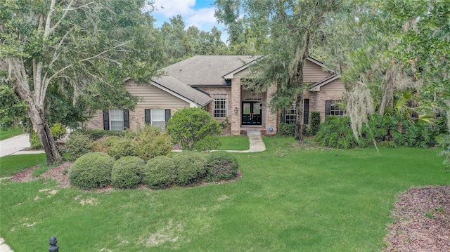 view of front of home with a front yard