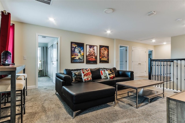 living room featuring carpet flooring