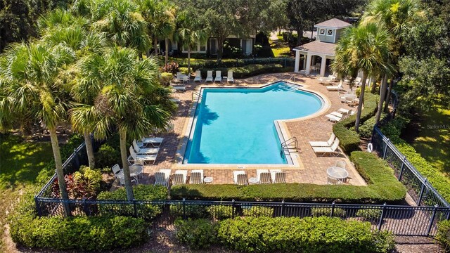 view of swimming pool featuring a patio