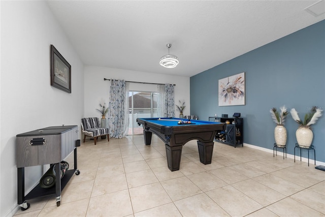 recreation room featuring pool table and light tile patterned flooring