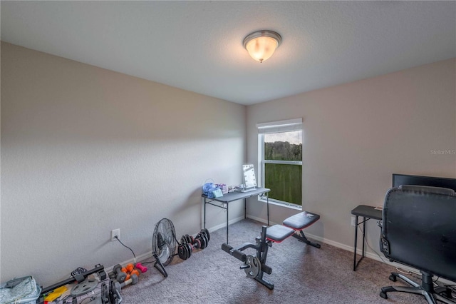 office area with carpet flooring and baseboards