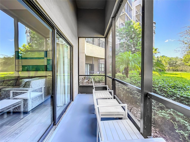 view of unfurnished sunroom