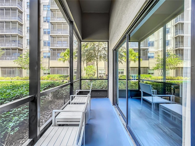 view of unfurnished sunroom