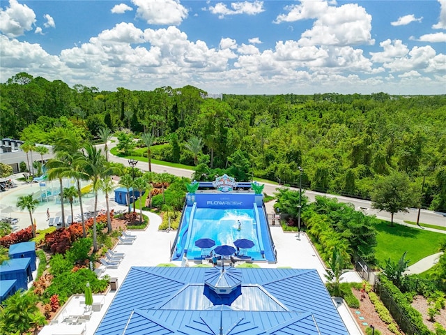 drone / aerial view with a forest view