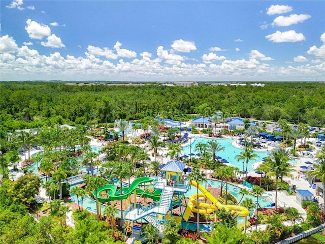 aerial view featuring a view of trees