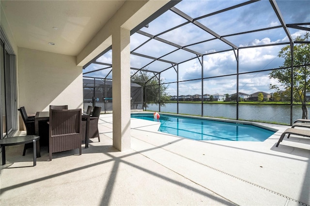 view of pool featuring a patio and a lanai