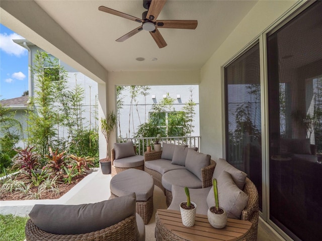 view of patio / terrace featuring outdoor lounge area and ceiling fan