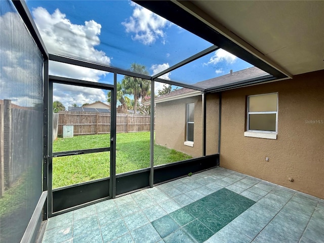 view of unfurnished sunroom