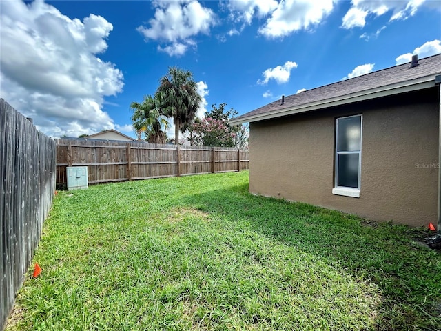 view of yard featuring a fenced backyard