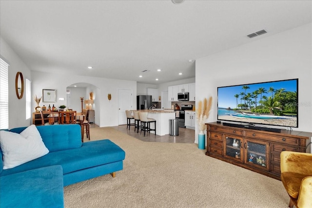 view of tiled living room