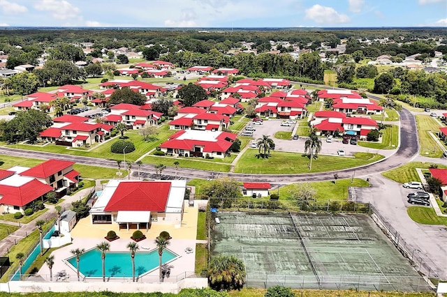 drone / aerial view with a residential view