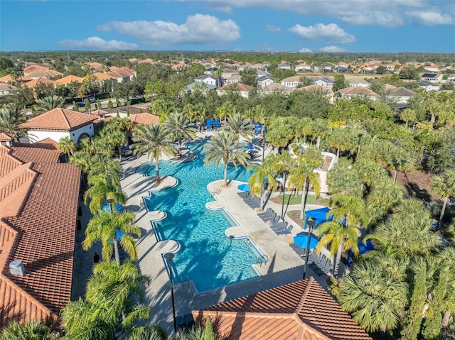 aerial view with a residential view