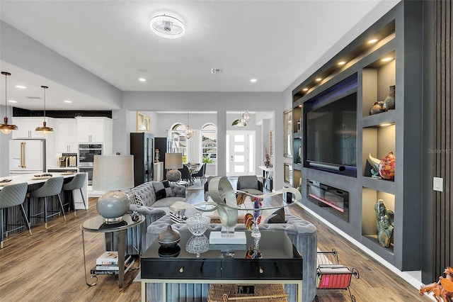 living room featuring wood-type flooring