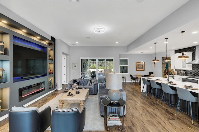 living room featuring hardwood / wood-style flooring