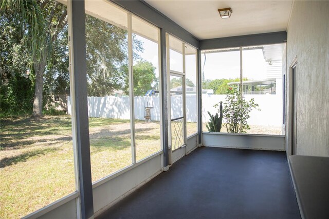 view of unfurnished sunroom