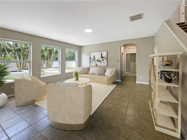 view of tiled living room