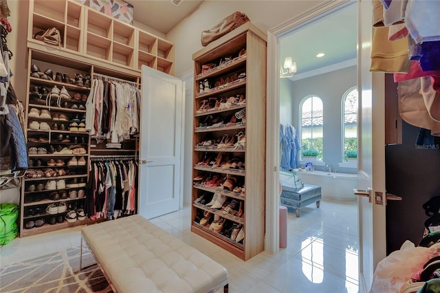 spacious closet featuring tile patterned floors