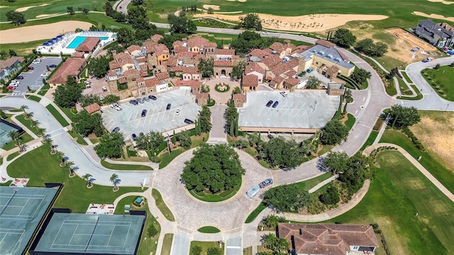 bird's eye view featuring a residential view and golf course view