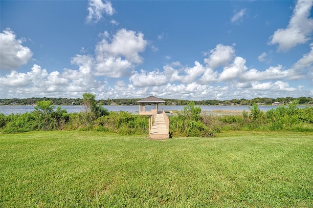 water view featuring a gazebo