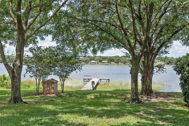 water view with a boat dock