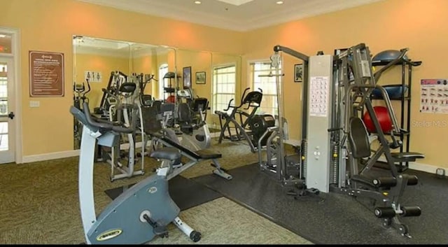 gym featuring ornamental molding