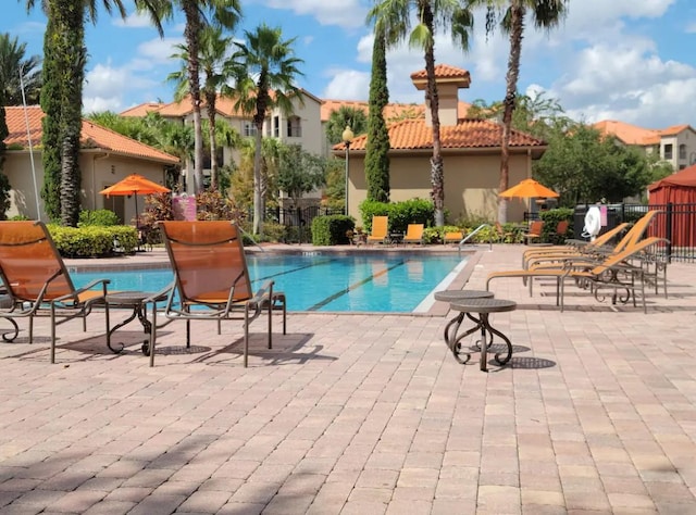 view of pool featuring a patio