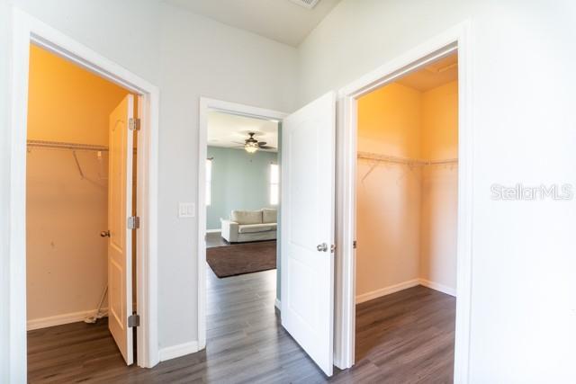 hall featuring dark hardwood / wood-style floors