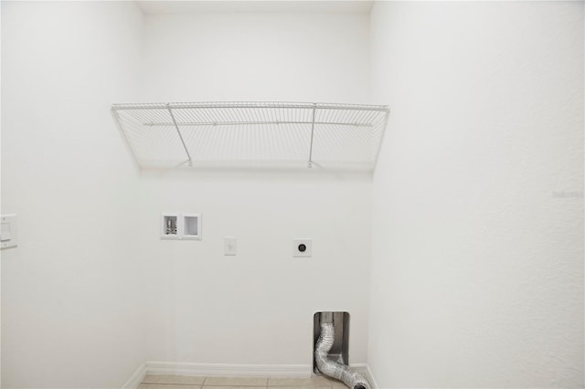 laundry room featuring light tile patterned floors, hookup for a washing machine, and electric dryer hookup