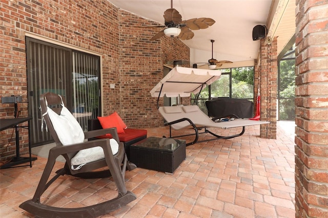 view of patio with ceiling fan