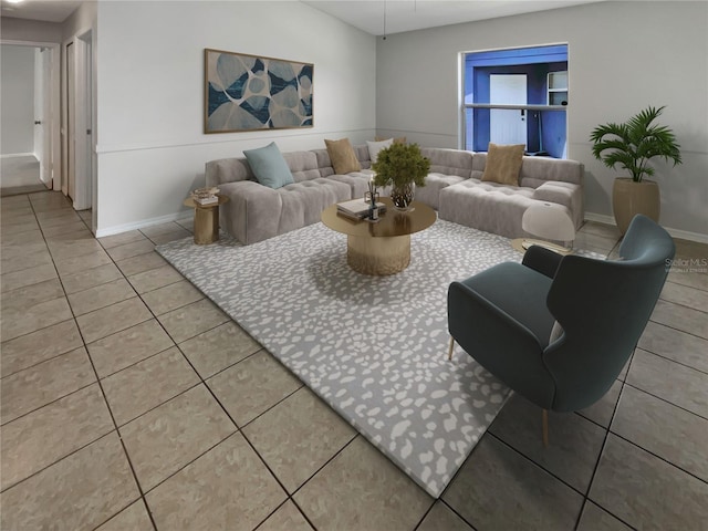 view of tiled living room