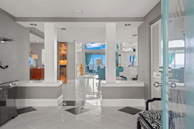 bathroom with tile patterned floors