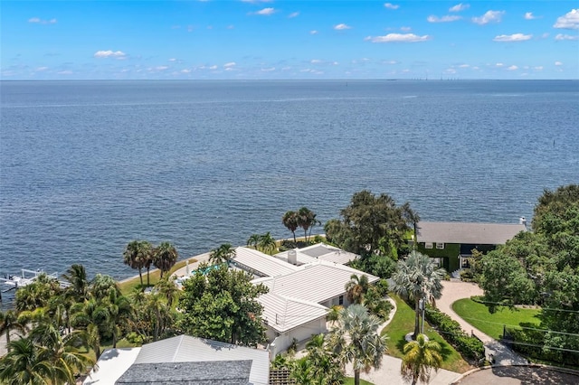 bird's eye view featuring a water view