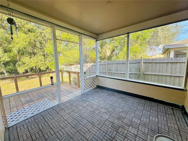 view of unfurnished sunroom