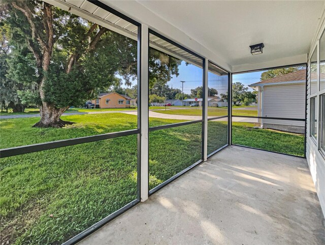 view of unfurnished sunroom