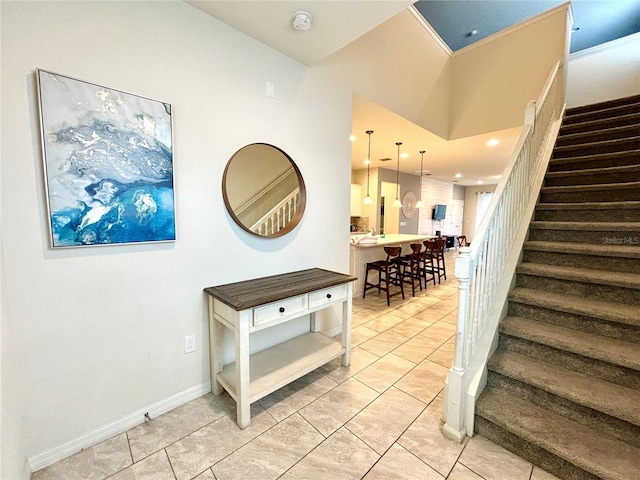 interior space with light tile patterned floors