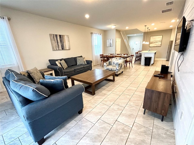 view of tiled living room