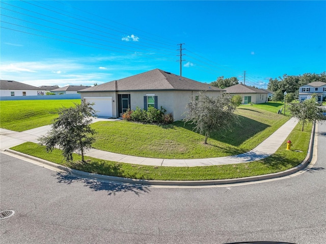 ranch-style house with a front lawn