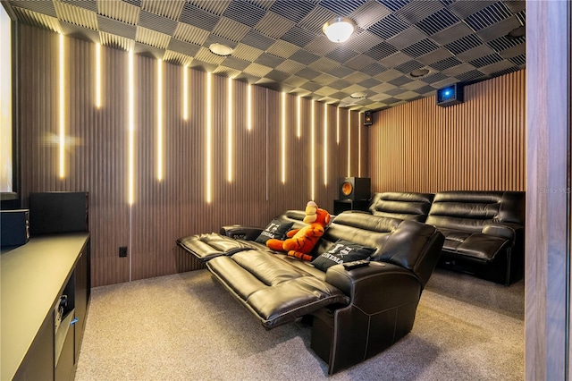 view of carpeted home theater