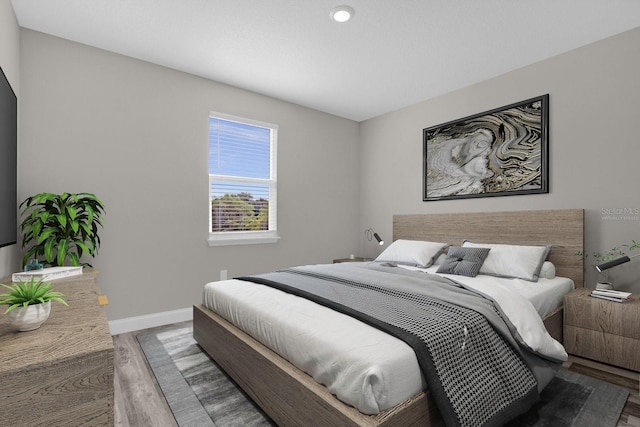 bedroom featuring light wood-type flooring