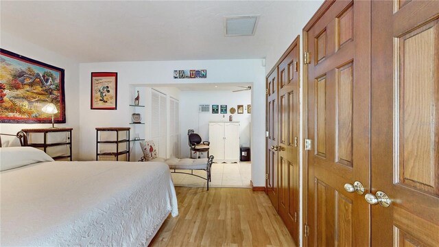 bedroom featuring light hardwood / wood-style flooring