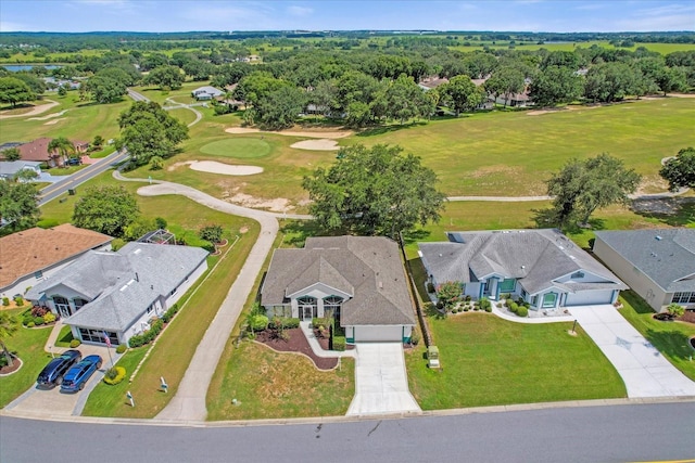 bird's eye view featuring golf course view and a residential view