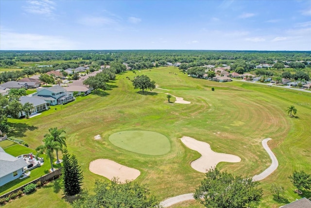 aerial view featuring a residential view and golf course view