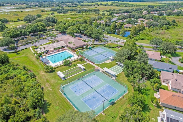 drone / aerial view with a residential view